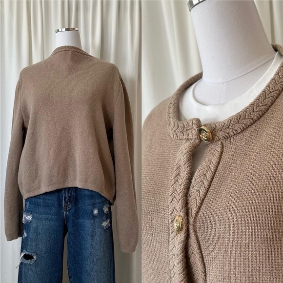 J.Crew Cotton Lady Jacket Sweater Brown Cardigan XL. - Picture 8 of 8